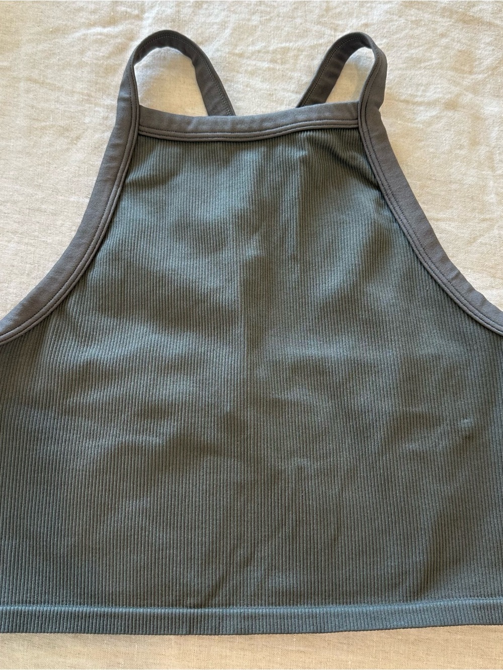 Grey Ribbed Workout Crop Tank - Wild Fable